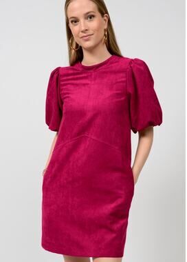 Uncle Frank Faux Suede Shift Dress Burgundy Magenta Balloon Sleeve Boho Medium
